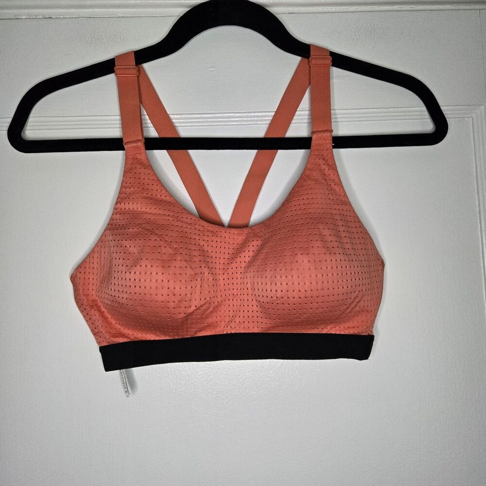 Victoria Sport Sports Bra 32C Coral Black Mesh Racerback Lightweight